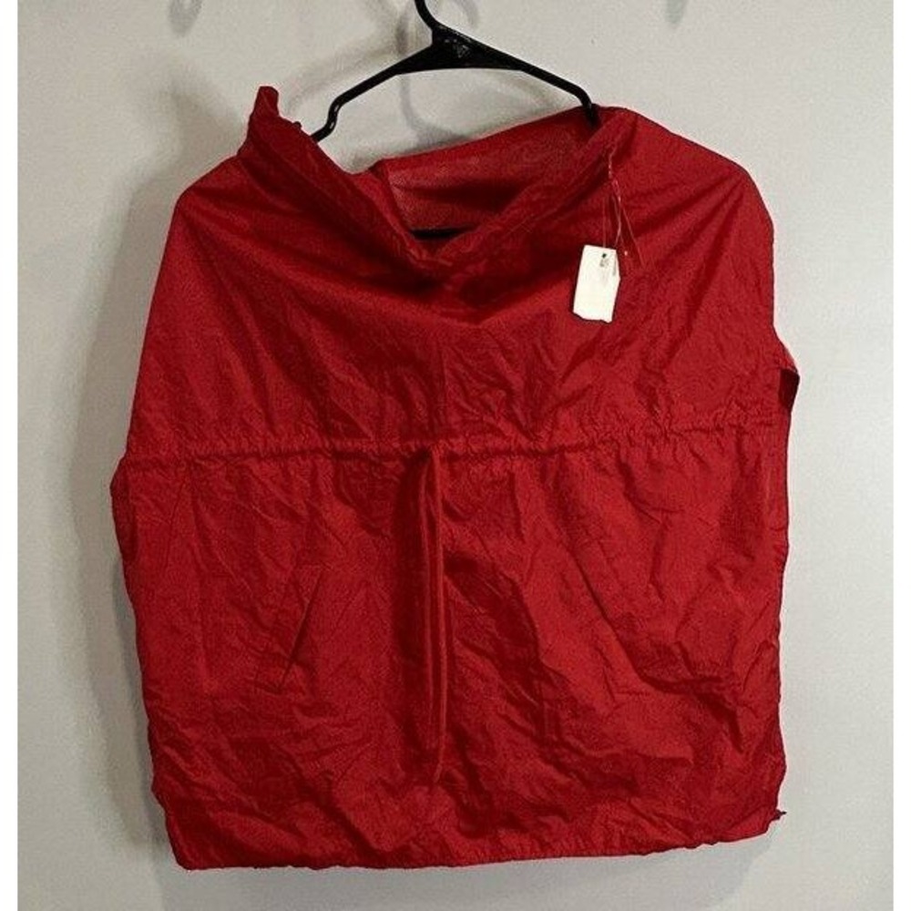 Old Navy Brand Dog Pet Rain Jacket Coat Red Zipper Hood Pouch New Size M